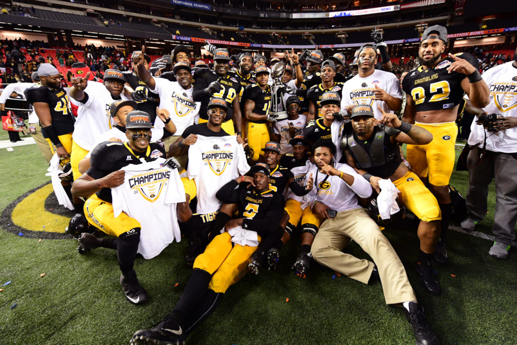 Atlanta, GA - December 17, 2016 - Georgia Dome: Players of the Grambling State University Tigers during the 2016 Air Force Reserve Celebration Bowl. (Photo by Phil Ellsworth / ESPN Images)