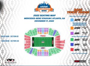 2022 Cricket Celebration Bowl Seating Map Lower Bowl Only