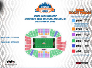 2022 Cricket Celebration Bowl Seating Map Lower Bowl Only 2